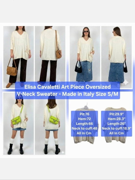Elisa Cavaletti Sweaters - Elisa Cavaletti Art Piece Oversized V-Neck Sweater - Made in Italy Size S/M